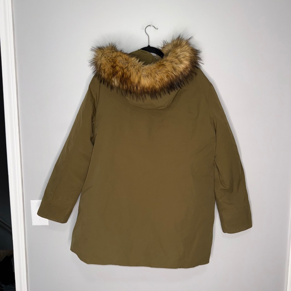 Orolay Down Parka Women XL Green Good Faux Fur Trim Hooded Winter Puffer Coat - Picture 5 of 7